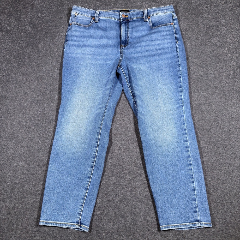 Talbots Slim Ankle Jeans Women's Size 14P Petite Blue Stretch Denim Light Wash